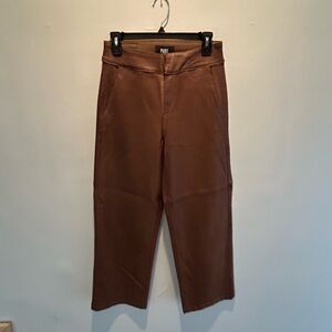 Paige Nellie High Rise Cropped Trouser Jeans in Coated Brown Size 28